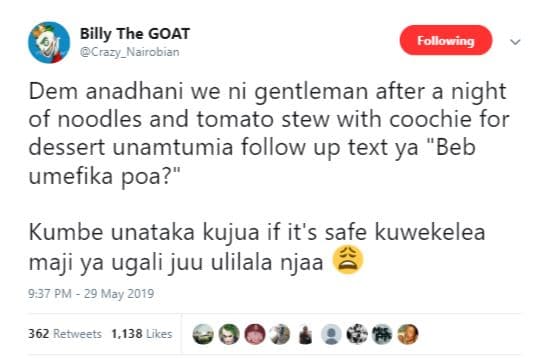 Billy the goat crazy_nairobian following dem anadhani we ni gentleman after a ni