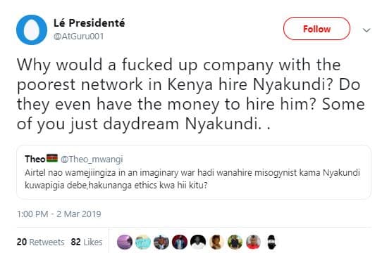 Lé presidenté atguru001 follow why would fucked up company with the poorest netw