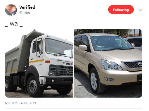 Verified njiiru following wa 6.20 am 4 jul