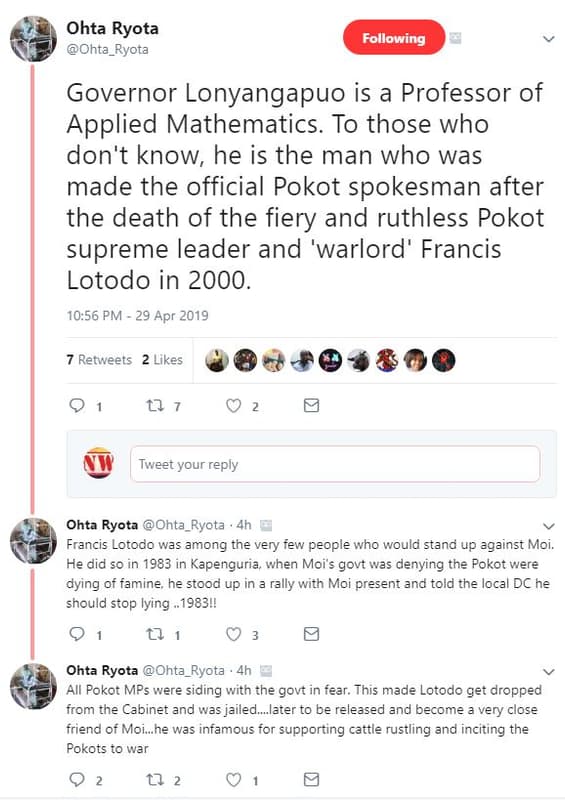 Ohta ryota ohta ryota following governor lonyangapuo is a professor of applied m