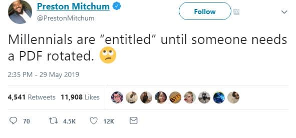 Preston mitchum prestonmitchum follow millennials are entitled until someone nee