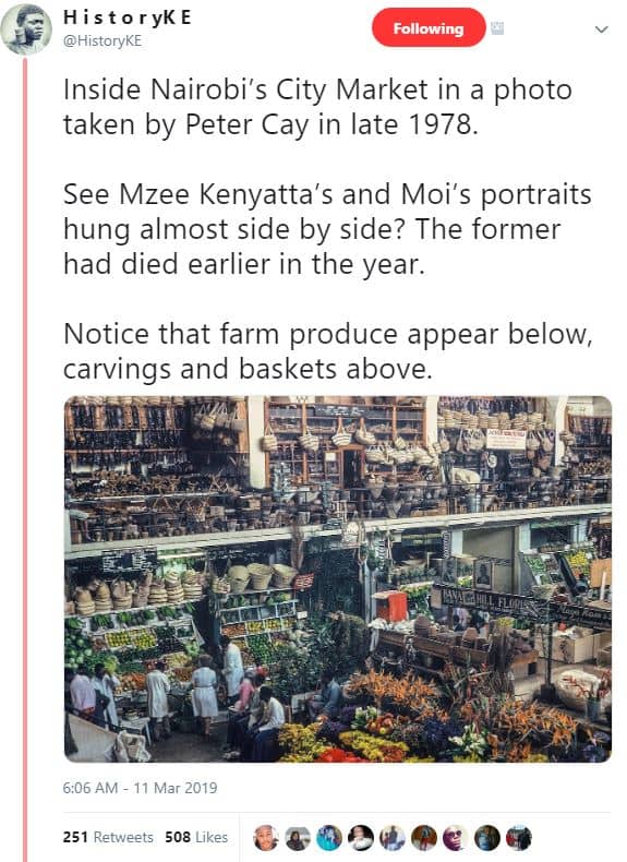 Histor yk e historyke following inside nairobi's city market in a photo taken by