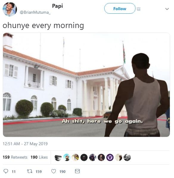 Papi brianmutuma follow ohunye every morning ah shity here we 90 again. 12.51 am