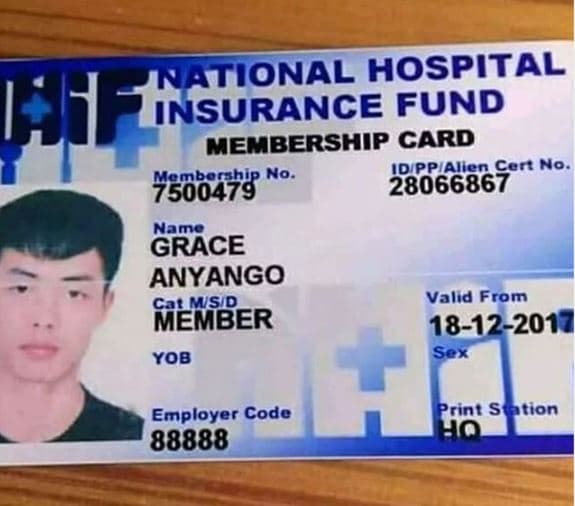 National hospital insurance fund membership card no. cer no. name grace anyango