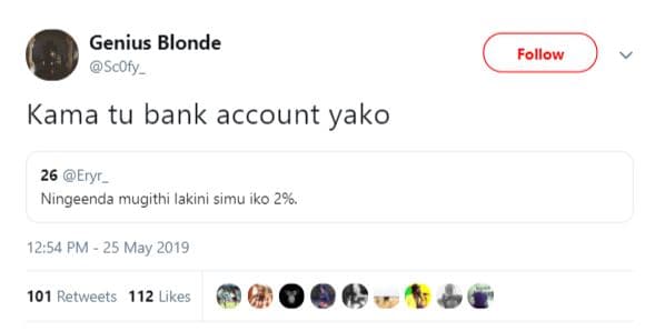 Genius blonde scofy follow kama tu bank account yako 26 eryr _ ningeenda mugithi