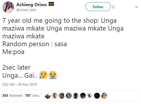 Achieng oriwo orıwo_taith follow year old me going to the shop unga maziwa mkate