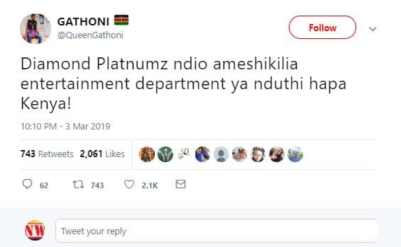 Gathoni queengathoni follow diamond platnumz ndio ameshikilia entertainment depa