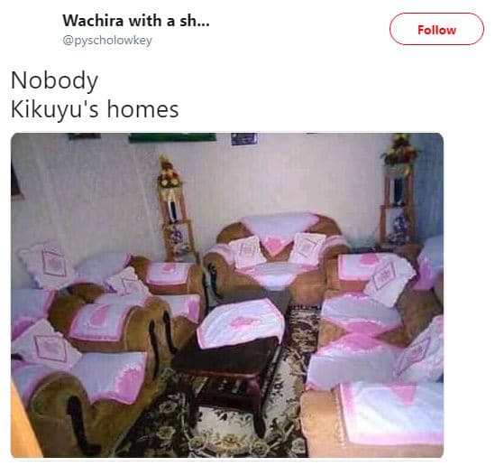 Wachira with a sh.. pyscholowkey follow nobody kikuyu's homes