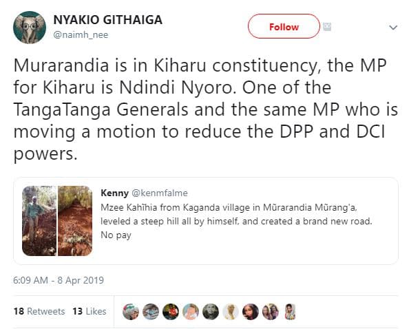Nyakio githaiga naımh_nee follow murarandia is in kiharu constituency the mp for