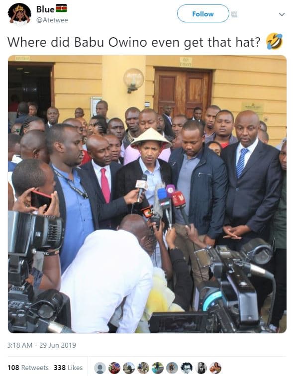 Blue atetwee follow where did babu owino even get that hat? 3,18 am 29 jun 108 r