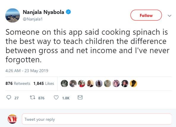 Nanjala nyabola nanjala1 follow someone on this app said cooking spinach is the