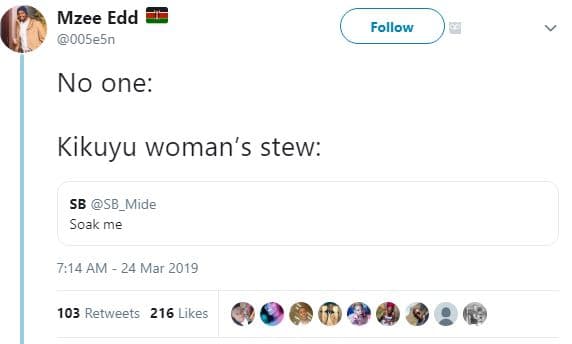 Mzee edd oosesn follow no one kikuyu woman's stew sb sb_mide soak me 7,14 am 24