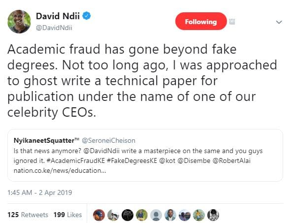 David ndii davidndii following academic fraud has gone beyond fake degrees. not