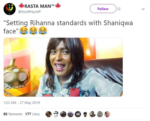 Rasta mantm itsjeffreyjeff follow setting rihanna standards with shaniqwa face'