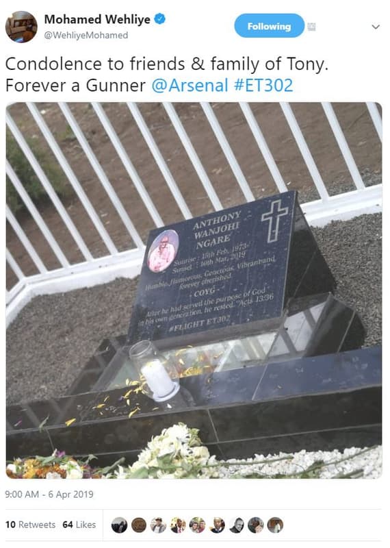 Mohamed wehliye wehlivemohamed following condolence to friends family of tony. f