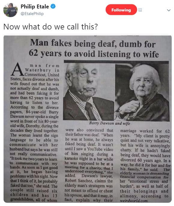 Philip etale etalephilip following now what do we call this? man fakes being dea