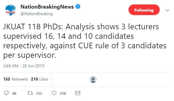 Nationbreakingnews nationbreaking following jkuat 118 phds analysis shows 3 lect