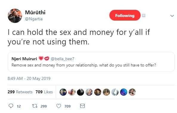 Muruthi ngartia following can hold the sex and money for y'all if you're not usi