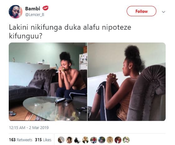 Bambi lencer_ follow lakini nikifunga duka alafu nipoteze kifunguu? 12,15 am 2 m