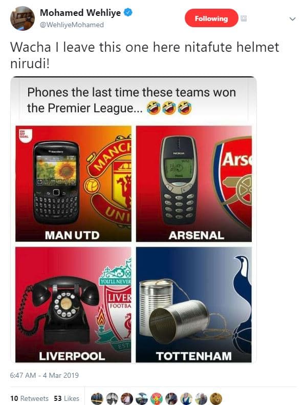 Mohamed wehliye wehlivemohamed following wacha leave this one here nitafute helm