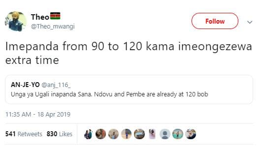 Theo theo_mwangi follow imepanda from 90 to 120 kama imeongezewa extra time anje