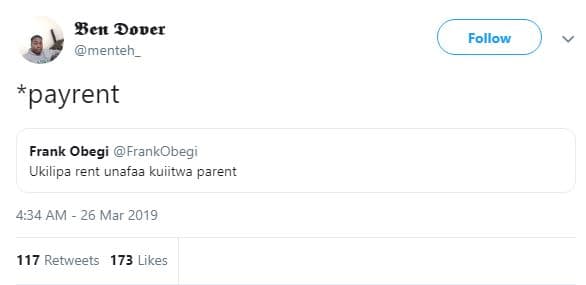 Ben dover menteh _ follow payrent frank obegi frankobegi ukilipa rent unafaa kui