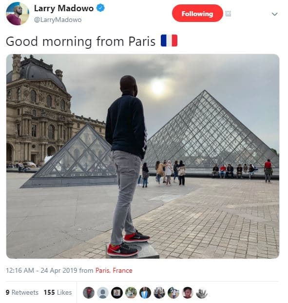 Larry madowo larrymadowo following good morning from paris 12.16 am 24 apr from