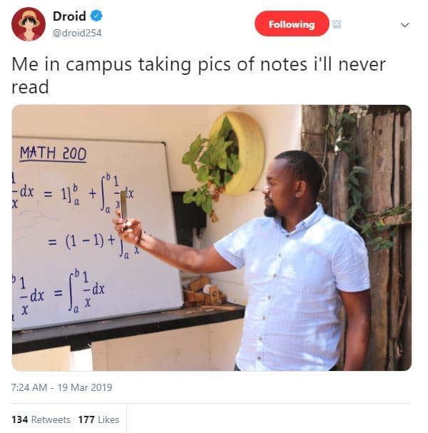 Droid droid254 following me in campus taking pics of notes i'll never read mth 2