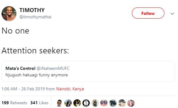 Timothy timothymathai follow no one attention seekers mata control inaheemmufc n