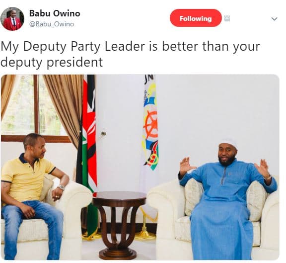 Babu owino babu_owino following my deputy party leader is better than your deput