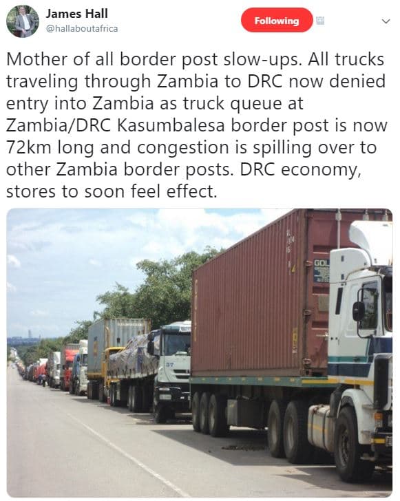 James hall hallaboutafrica following mother of all border post slowups. all truc