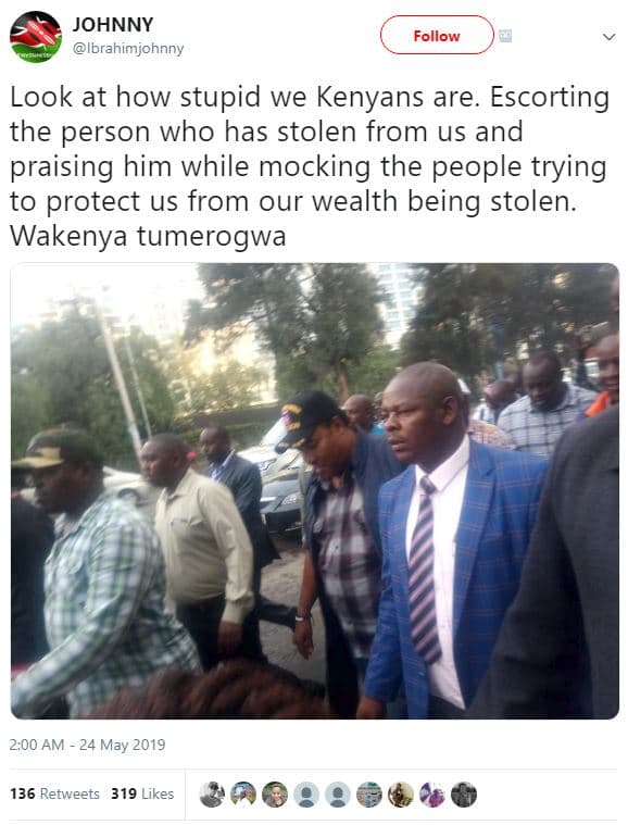 Johnny ibrahimjohnny follow look at how stupid we kenyans are. escorting the per