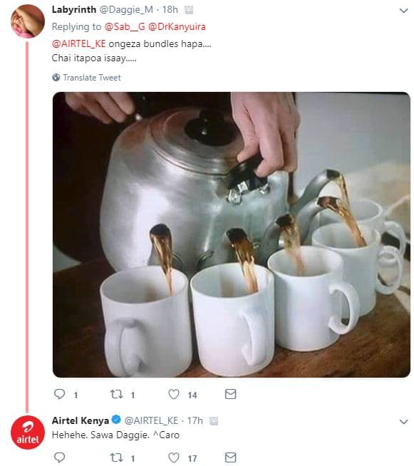 Labyrinth daggie_m 18h replying to sab_g drkanyuira airtel_ke ongeza bundles hap