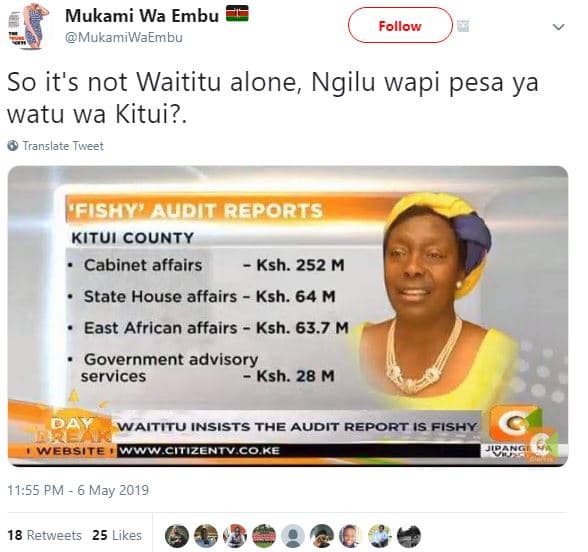Mukami wa embu mukamiwaembu follow s0 it's not waititu alone ngilu wapi pesa ya
