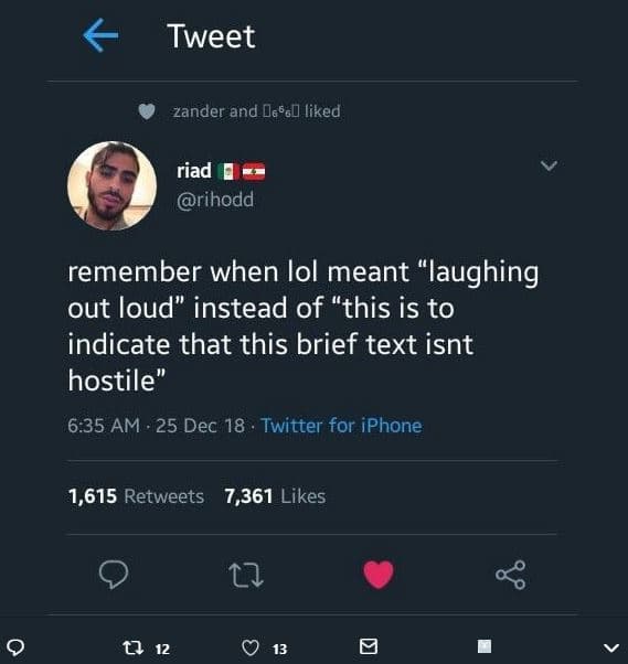 Tweet zander and 06'60 liked riad rihodd remember when iol meant laughing out lo