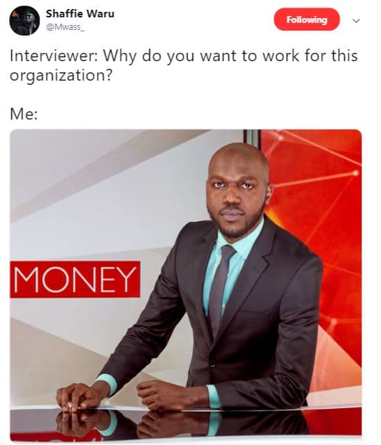 Shaffie waru mwass following interviewer why do you want to work for this organi