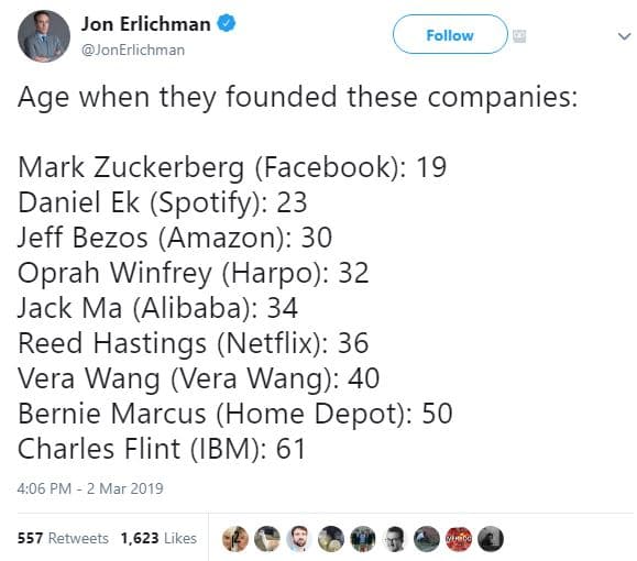Jon erlichman jonerlichman follow age when they founded these companies mark zuc
