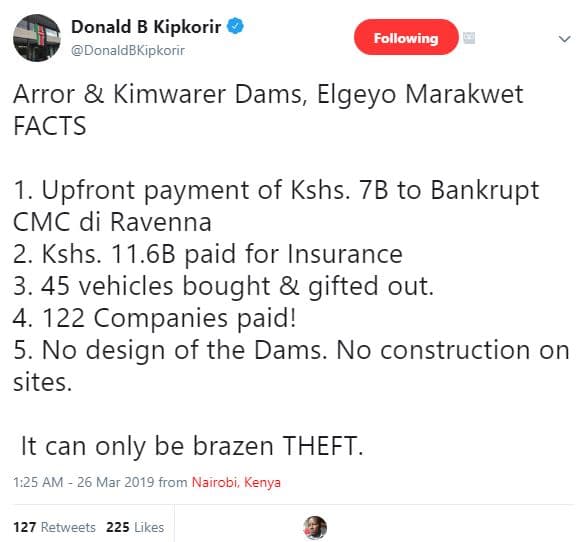 Donald b kipkorir donaldbkipkorir following arror kimwarer dams, elgeyo marakwet