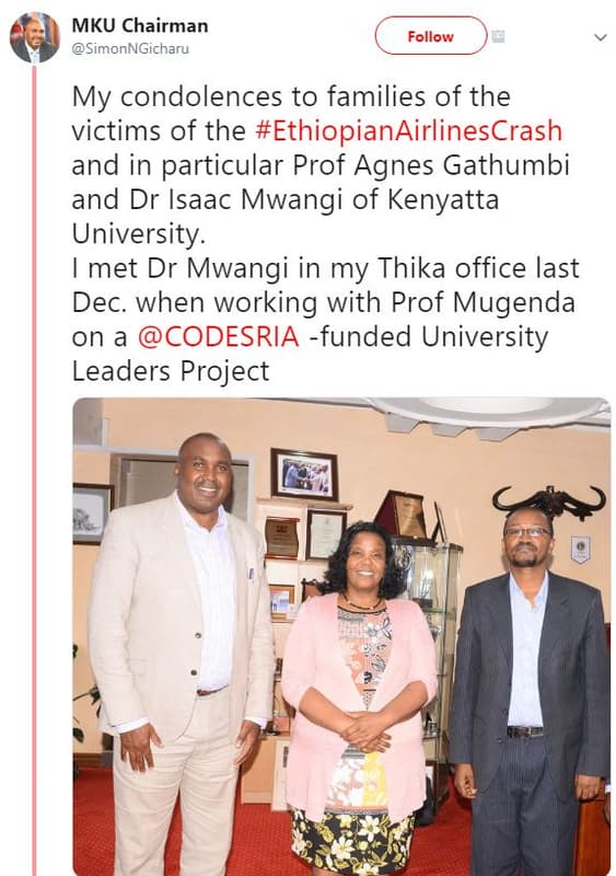 Mku chairman simonngicharu follow my condolences to families of the victims of t