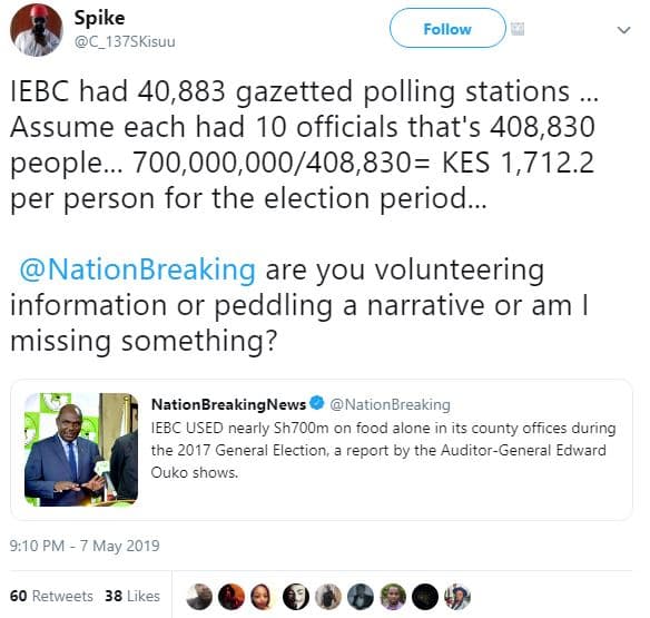Spike 137skisuu follow iebc had 40,883 gazetted polling stations assume each had