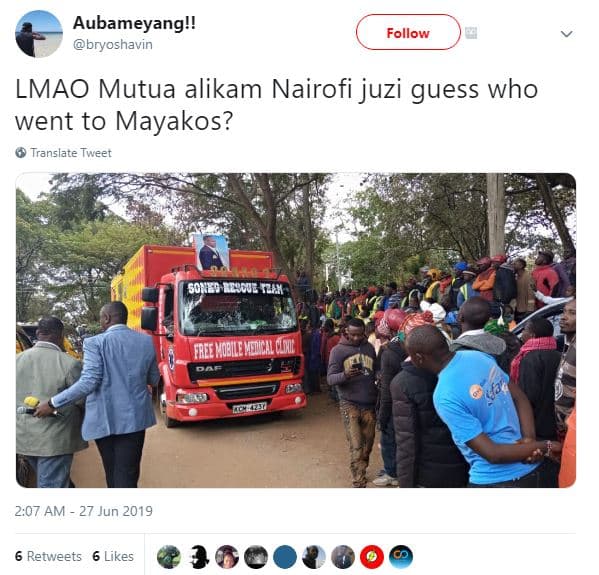 Aubameyang!! bryoshavin follow lmao mutua alikam nairofi juzi guess who went to