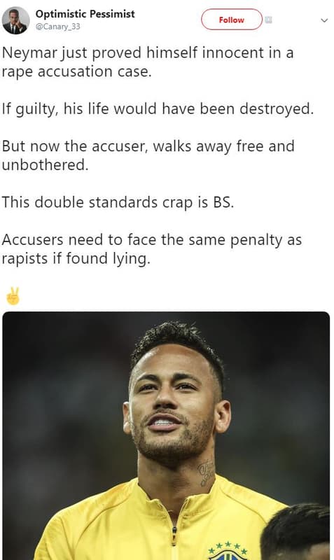 Optimistic pessimist canary_33 follow neymar just proved himself innocent in a r