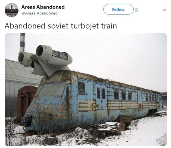 Areas abandoned areas_abandoned follow abandoned soviet turbojet train