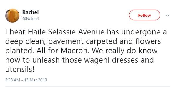 Rachel nakeel follow hear haile selassie avenue has undergone a deep clean pavem