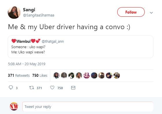 Sangi sangitaasharmaa follow me my uber driver having a convo wambui thatgal_ann