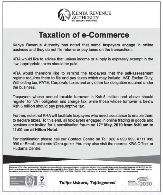 Kenya revenue authority sofi cip taxation of ecommerce kenya revenue authority h