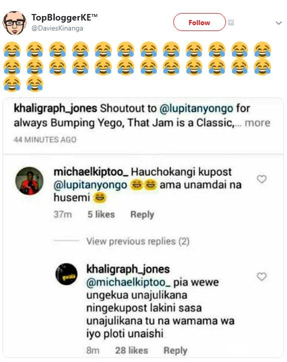Topbloggerket davieskinanga follow khaligraph_jones shoutout to lupitanyongo for