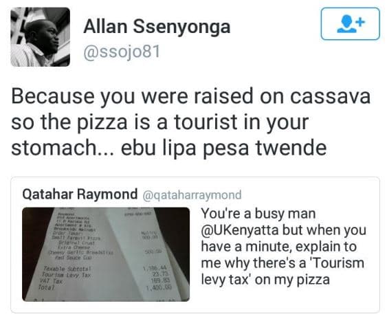 Allan ssenyonga ssojo81 because you were raised on cassava so the pizza is a tou