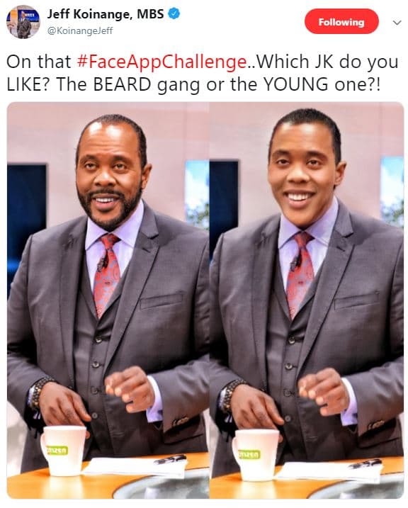 Jeff koinange mbs koinangejeff following on that faceappchallenge_which jk do yo