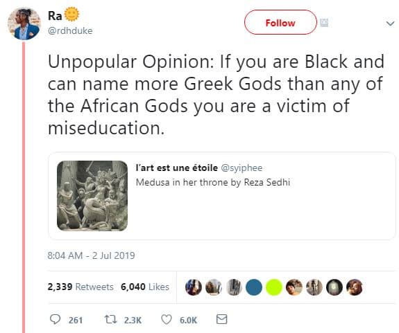 Ra rdhduke follow unpopular opinion if you are black and can name more greek god